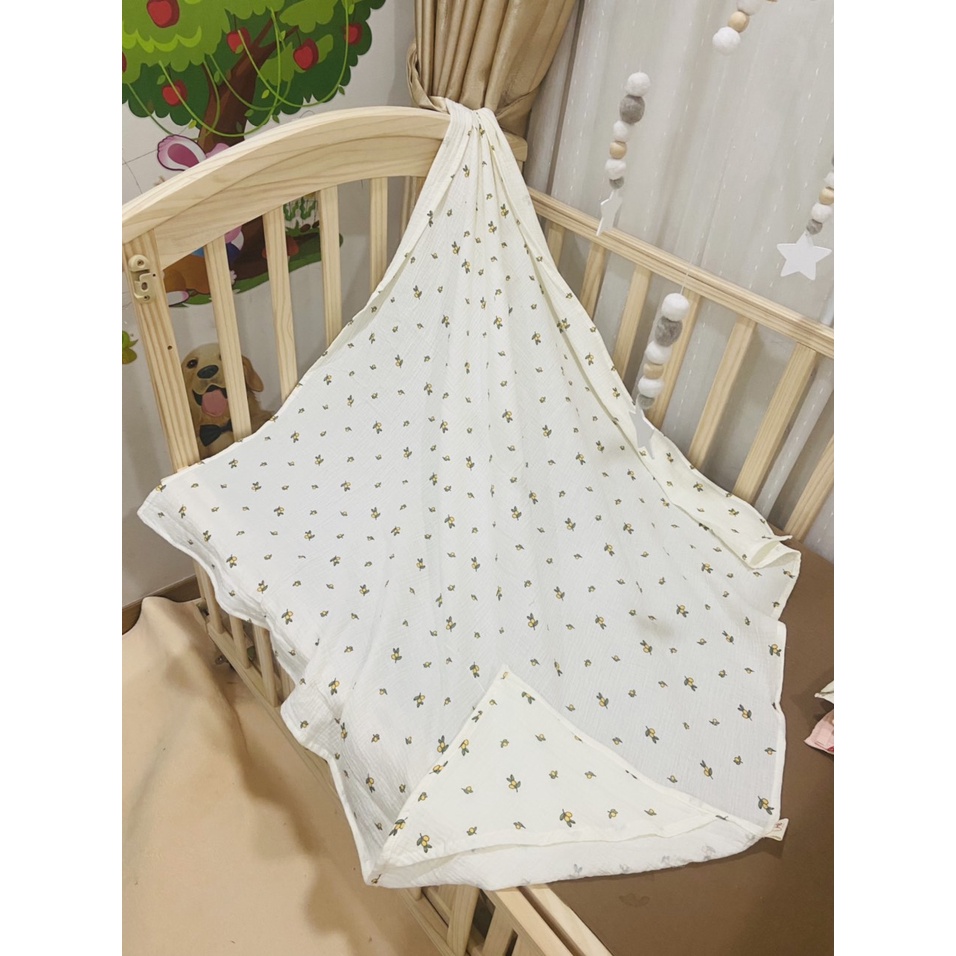 Bộ sản phẩm xô muslin cao cấp Iume Kids họa tiết Oliu, chất xô Muslin nhẹ, thoáng, thấm hút nhanh, không gây kích ứng da