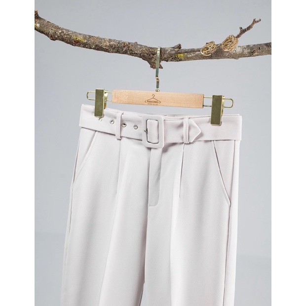 Quần baggy nữ PHUONGG , chất vải vintex Hàn, phong cách công sở kèm đai vảI bản to