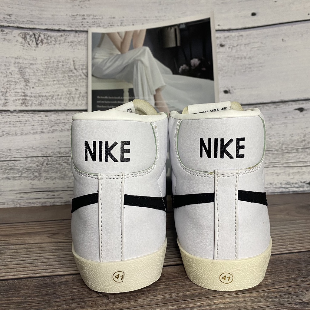 Giày Sneaker Blazer 77 Vintage White Black Kiểu Dáng Thể Thao Nam Nữ Full Bill Box