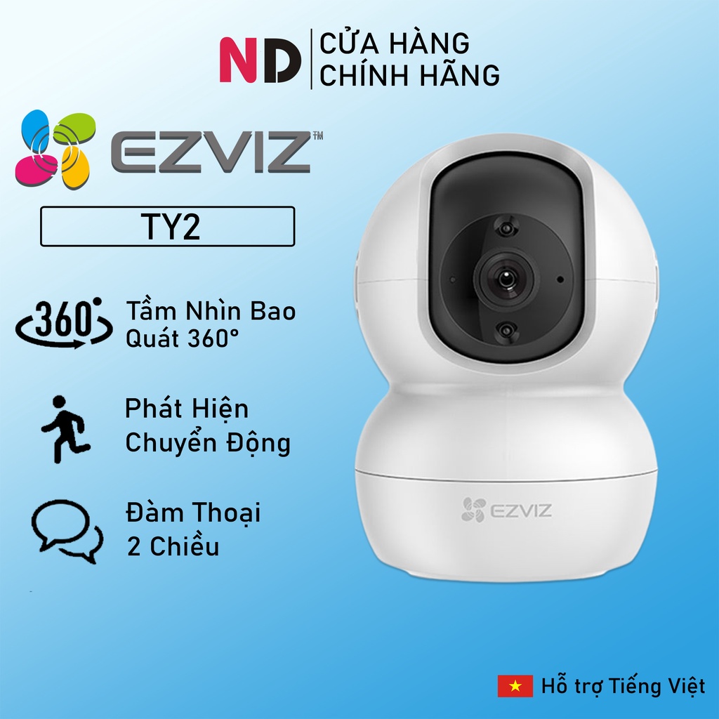 Camera Wi-Fi 2MP EZVIZ TY2 FULL HD 1080P Điều Khiển Xoay 360° - Hàng chính hãng bảo hành 24 tháng