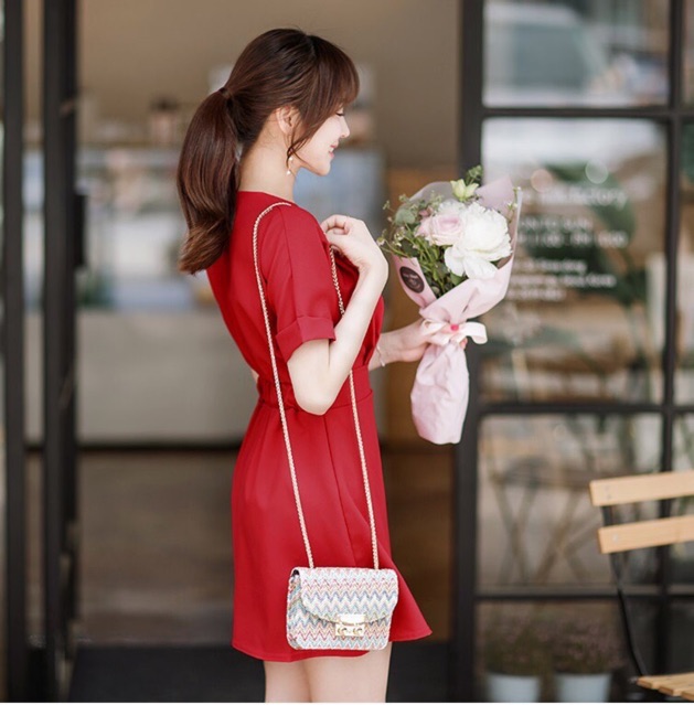 Đầm đỏ thun eo v2 (kèm hình thật) | BigBuy360 - bigbuy360.vn