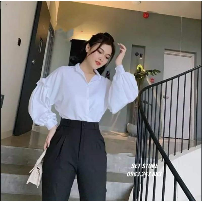 Áo sơ mi nữ tay phồng, áo kiểu tay bồng màu trắng Kèm video ảnh thật