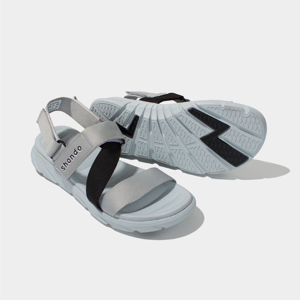 Giày sandal Shondo F6 sport đế xám phối quai đen F6S2011