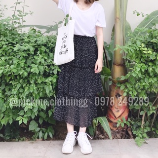 Váy maxi bi 3 tầng vintage