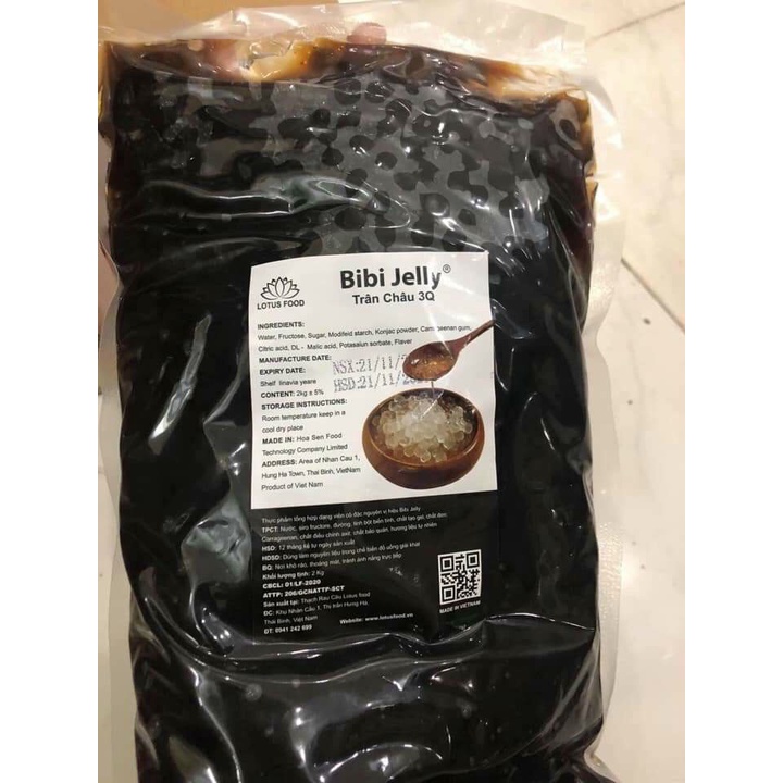 Thạch Trân Châu 3Q BiBi Jelly/ Sea Jelly Túi 2kg - Topping Trà Sữa Siêu Giòn Ngon
