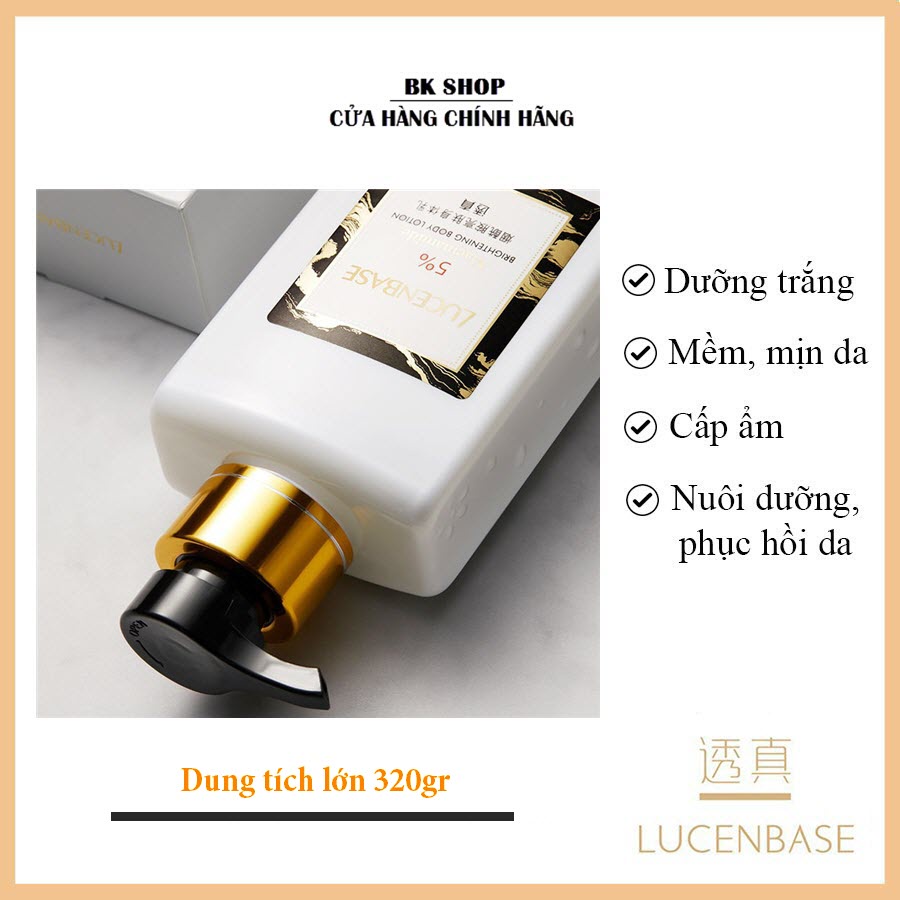 (Chai lớn) Dưỡng thể trắng da Niacinamide 5% Lucenbase 320gr