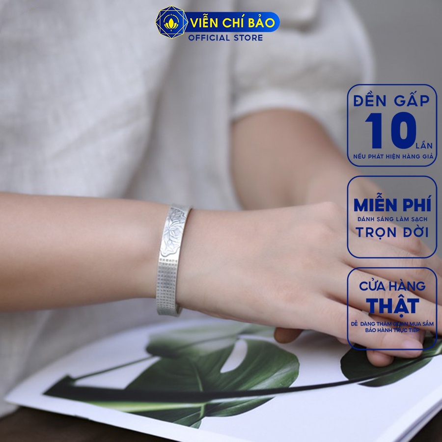 Kiềng tay bạc nữ Liên hoa thủy chi khắc chú đại bi bạc Thái thời trang phụ kiện trang sức nữ Viễn Chí Bảo L000263
