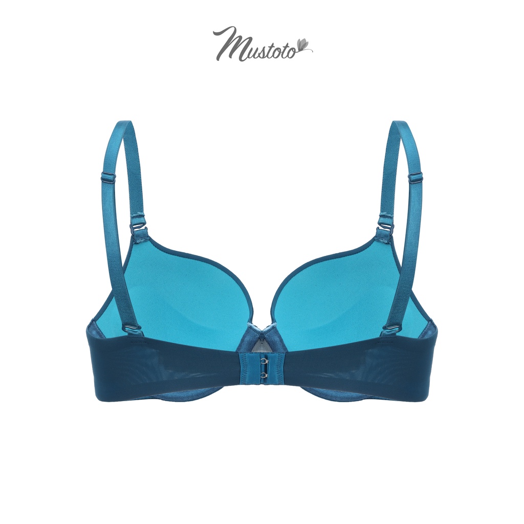 Áo Lót Nữ Mút Vừa Dày 2cm Có Gọng Nâng Ngực Trơn Phối Ren Flex Magnolia Xanh Mallard (Mustoto MA0602)
