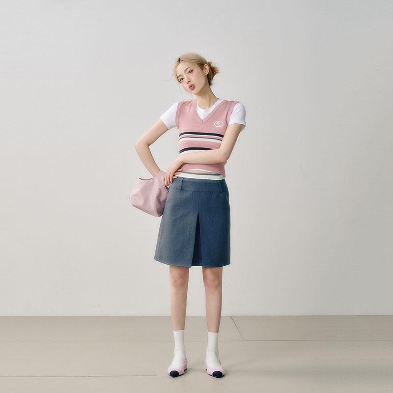 Áo Dệt Kim Hai Dây Thêu Logo Phong Cách Retro Dành Cho Nữ