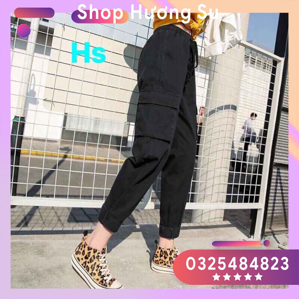 QUẦN ỐNG RỘNG DÁNG SUÔNG GIẢ JEANS TÚI HỘP CẠP CHUN-HươngSu (90-GiaJean)