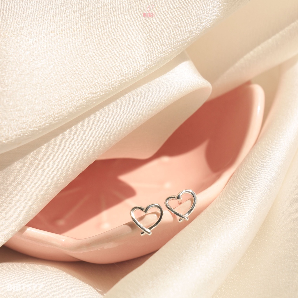Bông Tai Bạc Nữ 925 BLING IT Thiết Kế Hình Trái Tim Nhỏ Đơn Giản, Quà Tặng Valentine 14/2, Quà 8/3 - BIBT577