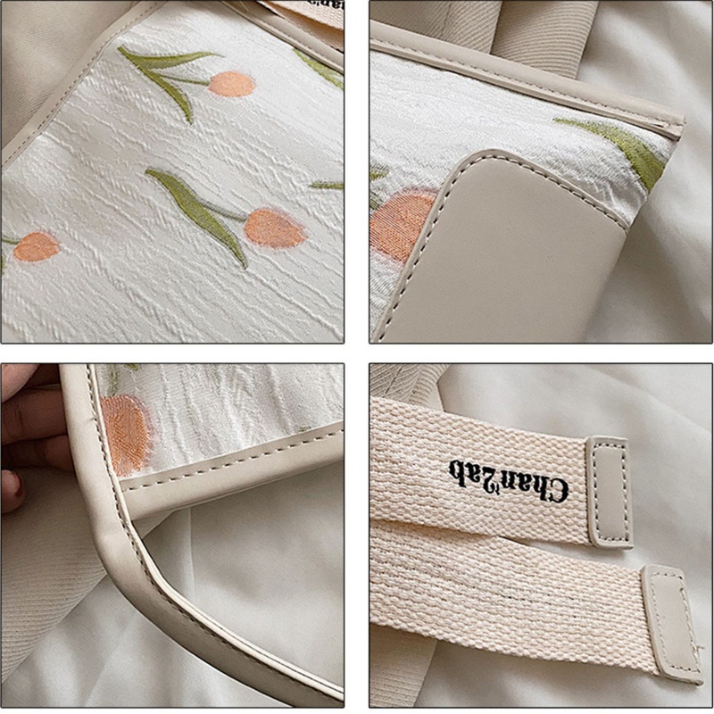 Túi Xách Tote Đeo Vai Cỡ Lớn Thêu Hình Hoa Tulip Cho Bạn Bè / Sinh Nhật / Valentine