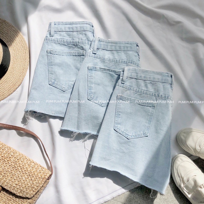Quần short jean xanh nhạt 3 size SML Pumi