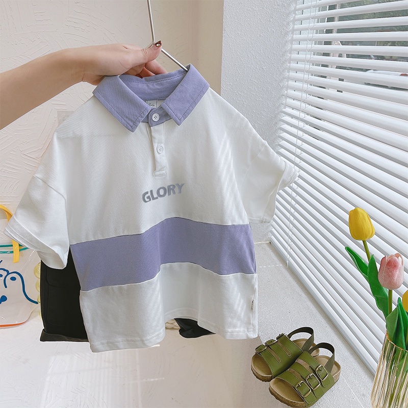 Áo thun polo ngắn tay cho bé trai 2 3 4 5 6 7 tuổi cotton phối màu co giãn thoáng mát Magickids Quần áo trẻ em