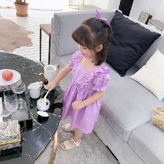 Đầm Bé Gái Chấm Bi Thắt Nơ Eo