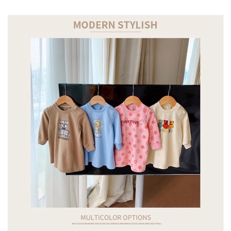 Váy bé gái dáng xuông chất cotton mềm thoáng mát