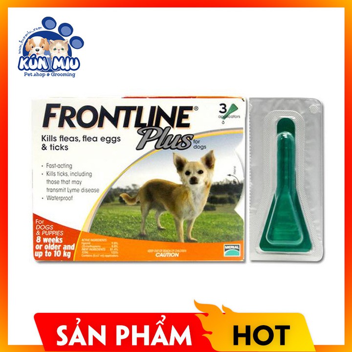 1 tuýp nhỏ gáy ve rận, bọ chét cho chó dưới 10kg Frontline Plus