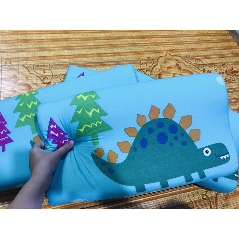 Gối Cao Su Non Cho Bé, Gối nằm trẻ em vỏ cotton siêu mềm mịn