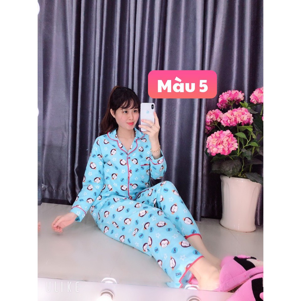 Đồ bộ mặc nhà pizama, pijama kate thái tay dài nhiều hoạ tiết