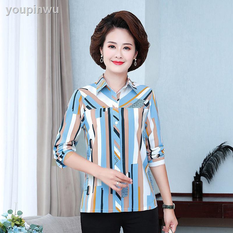 Áo Sơ Mi Dài Tay Thời Trang Xuân Thu Phong Cách Phương Tây Dành Cho Nữ 40-50 Tuổi