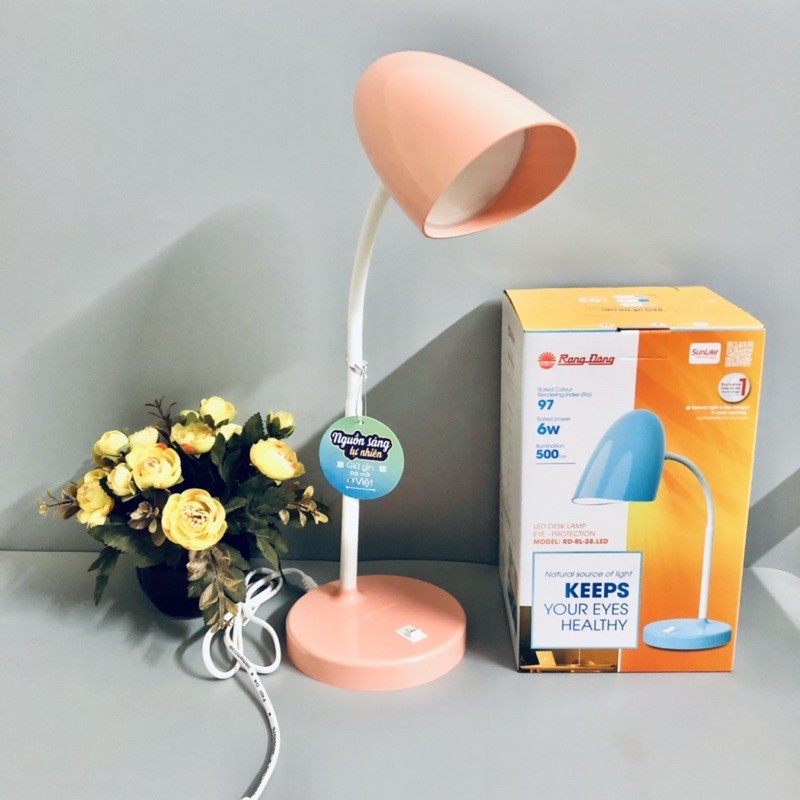 Đèn học để bàn RẠNG ĐÔNG ÁNH SÁNG TỰ NHIÊN  chống cận RD RL 38 kèm bóng LED 6W tiết kiệm điện năng, bảo vệ thị lực