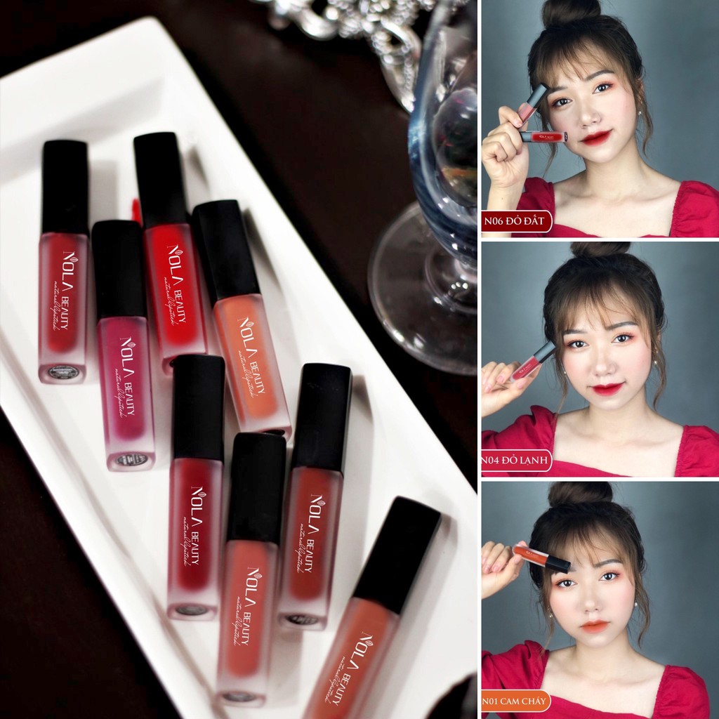 Son Kem Lụa Lỳ Bền Màu NoLa Cosmetic Kháng Nước ( Tặng Ủ Môi )