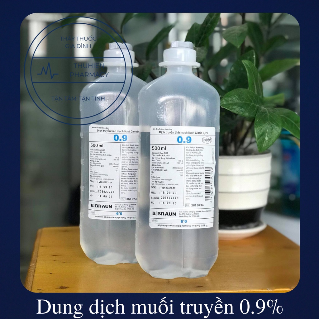 Dịch muối truyền tĩnh mạch Natri Clorid 0,9%, Đường truyền tĩnh mạch Glucose chai 500ml