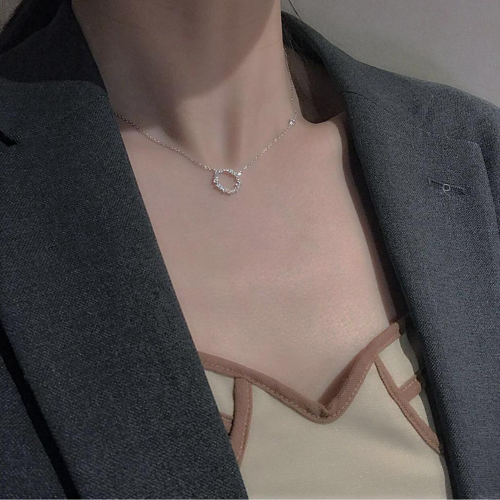 Dây chuyền mặt hình tròn nhỏ đính đá zircon lấp lánh