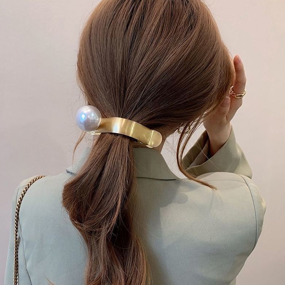Kẹp Tóc Ngọc Trai Bằng Kim Loại Thanh Lịch Cho Nữ
