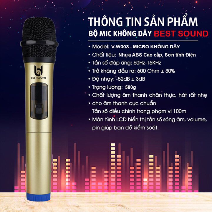 [BH 12 THÁNG] Bộ 2 Micro không dây MV-01/MV02/W003 karaoke chuyên nghiệp