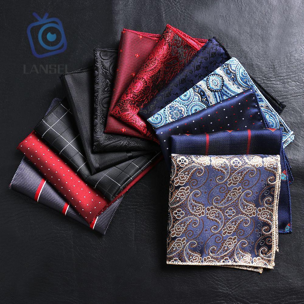 Khăn Tay Satin Thêu Hoa Thời Trang Cho Nam