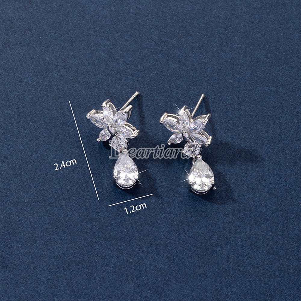 Bông Tai Hình Giọt Nước Đính Đá Zircon Thời Trang Cho Nữ