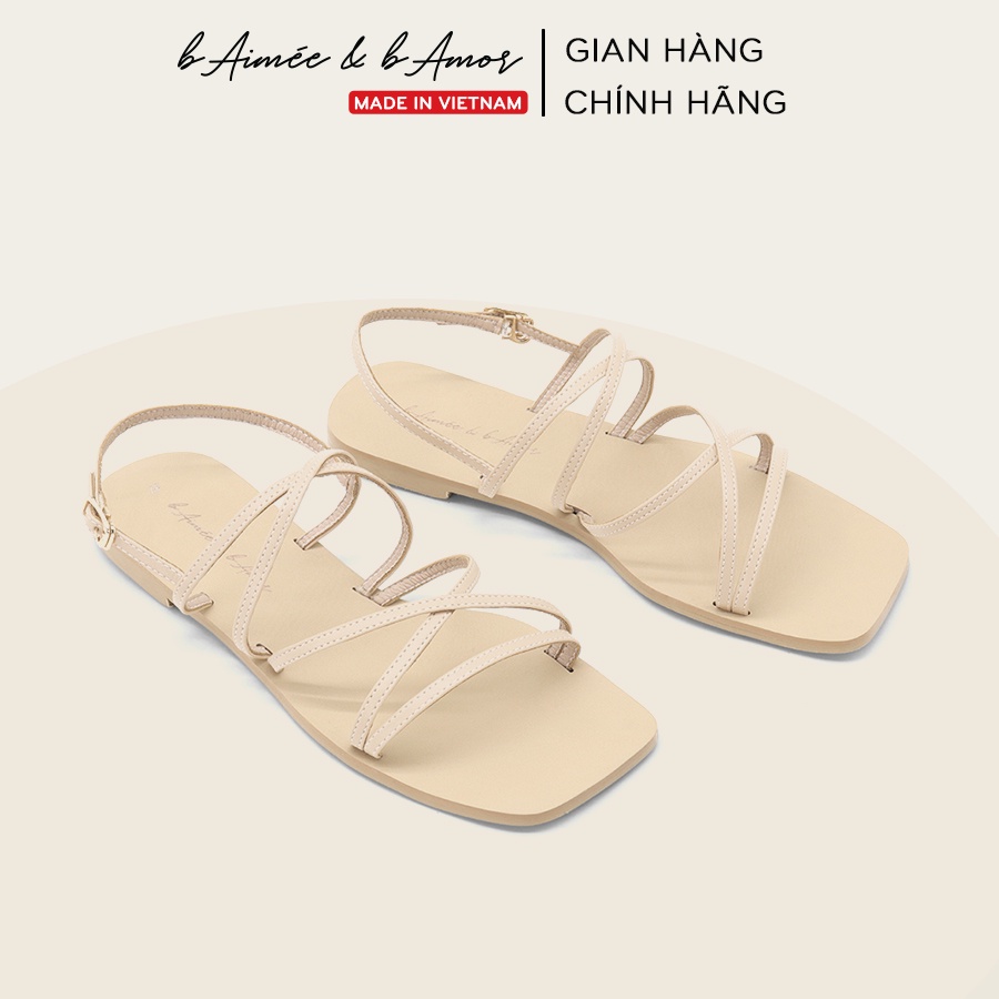 Sandal nữ đế bệt quai mảnh dáng dép quai hậu nữ đi biển mũi vuông thời trang công sở bAimée & bAmor - MS1776