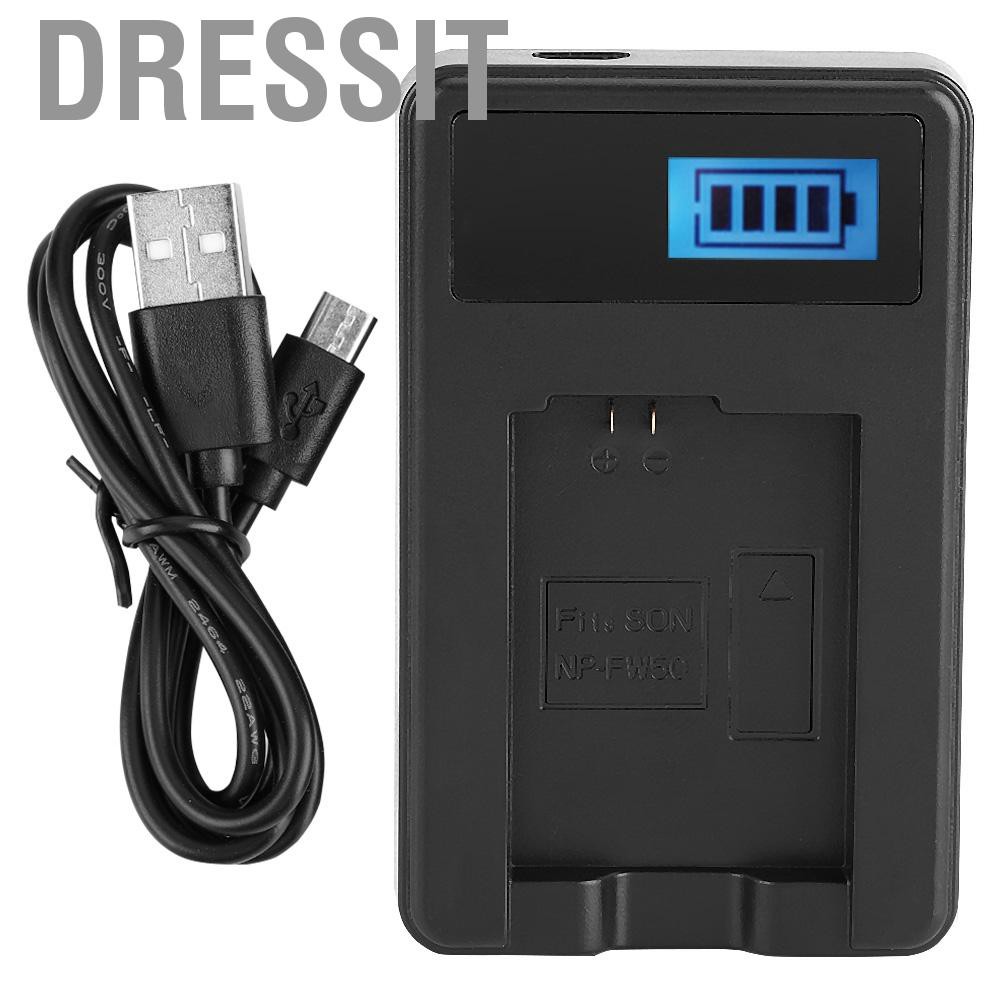 Dressit NP-FW50 Battery LCD Single Charger for Sony Alpha A6000 A6300 A6500 A7r A7