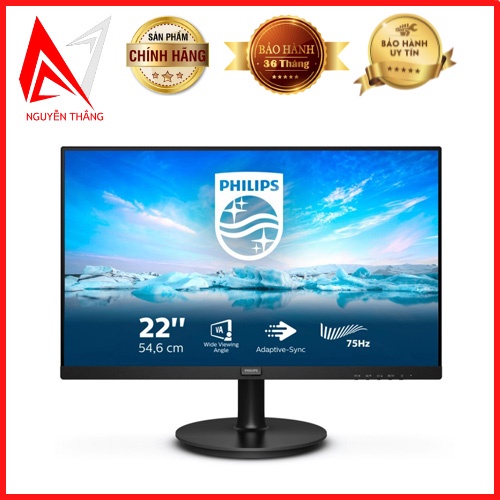 MÀN HÌNH LCD 22” PHILIPS 221V8/74 FHD VA 75HZ CHÍNH HÃNG