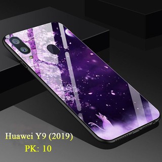 ỐP LƯNG MẶT KÍNH  HUAWEI Y9 2019_HOA ANH ĐÀO TÍM 