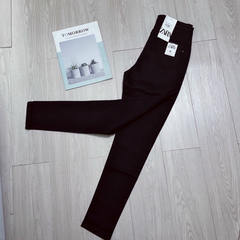 Quần kaki jeans ôm body lưng cao trơn đen co giãn tốt - R0U | BigBuy360 - bigbuy360.vn