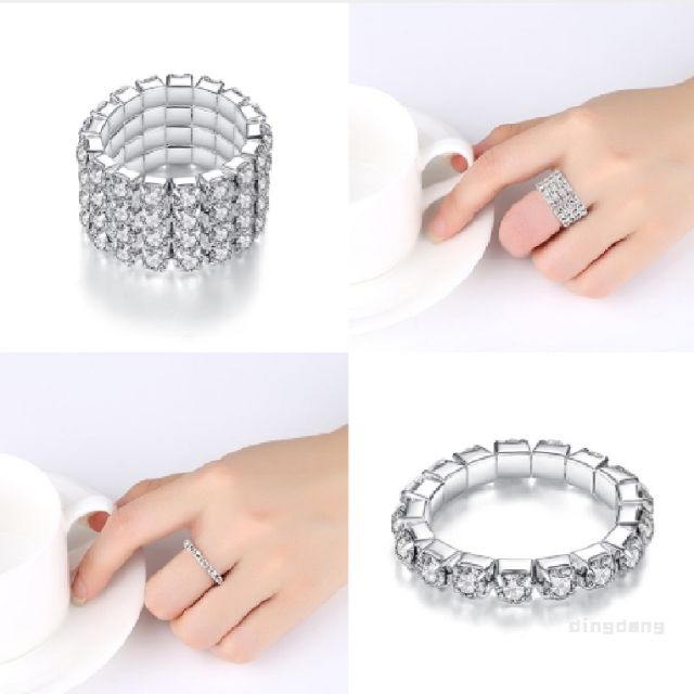 Nhẫn co giãn đính đá pha lê