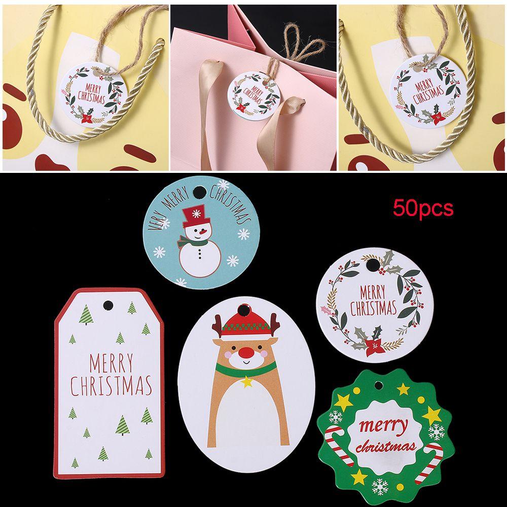 50 Nhãn Dán Trang Trí Hộp Quà Giáng Sinh Bằng Giấy Hình Ngôi Sao &amp; Ông Già Noel