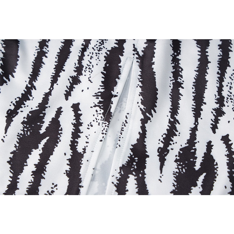 DUNEA Đầm Hai Dây Cổ Chữ V In Họa Tiết Ngựa Vằn Quyến Rũ Cho Nữ