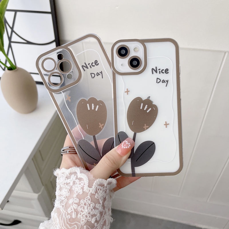 Ốp Điện Thoại TPU Silicon Mềm Chống Sốc Chống Bụi Hình Hoa tulip Dành Cho iPhone11 12 Pro Max 7 8 Plus X 13 XR XSMAX