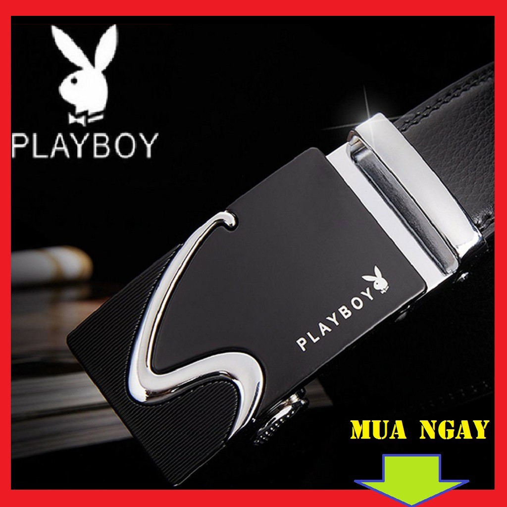 [HÀNG HIỆU] Thắt Lưng Da Nam Khóa Tự Động Cao Cấp Dây Nịt Nam Da Bò 100% Chính Hãng PLAYBOY Mạ Vàng Bạc Nam Tính GG-999K