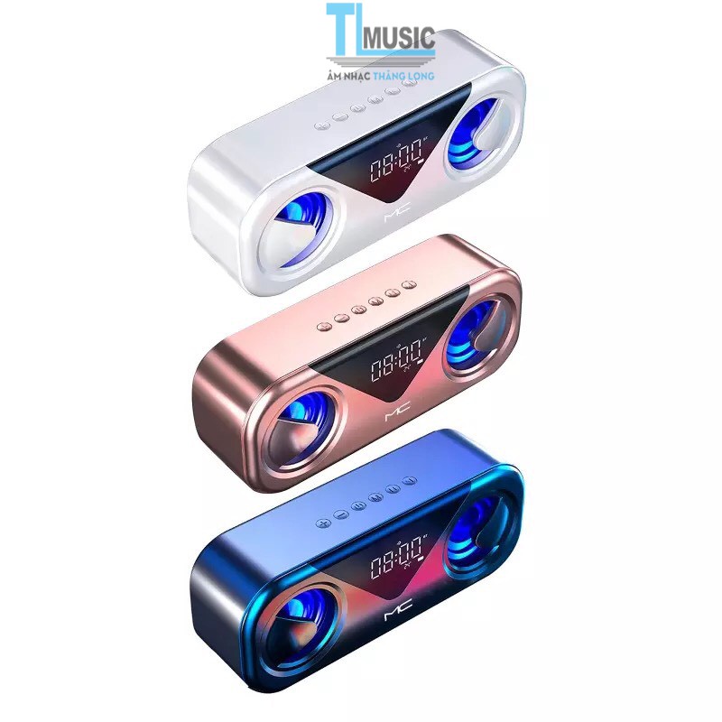 Loa Nghe Nhạc Di Động Không Dây Công Suất Lớn MC H9 Có Đèn Led Xanh Nổi Bật - Loa Bluetooth Siêu Trầm - Đài FM - Đồng Hồ