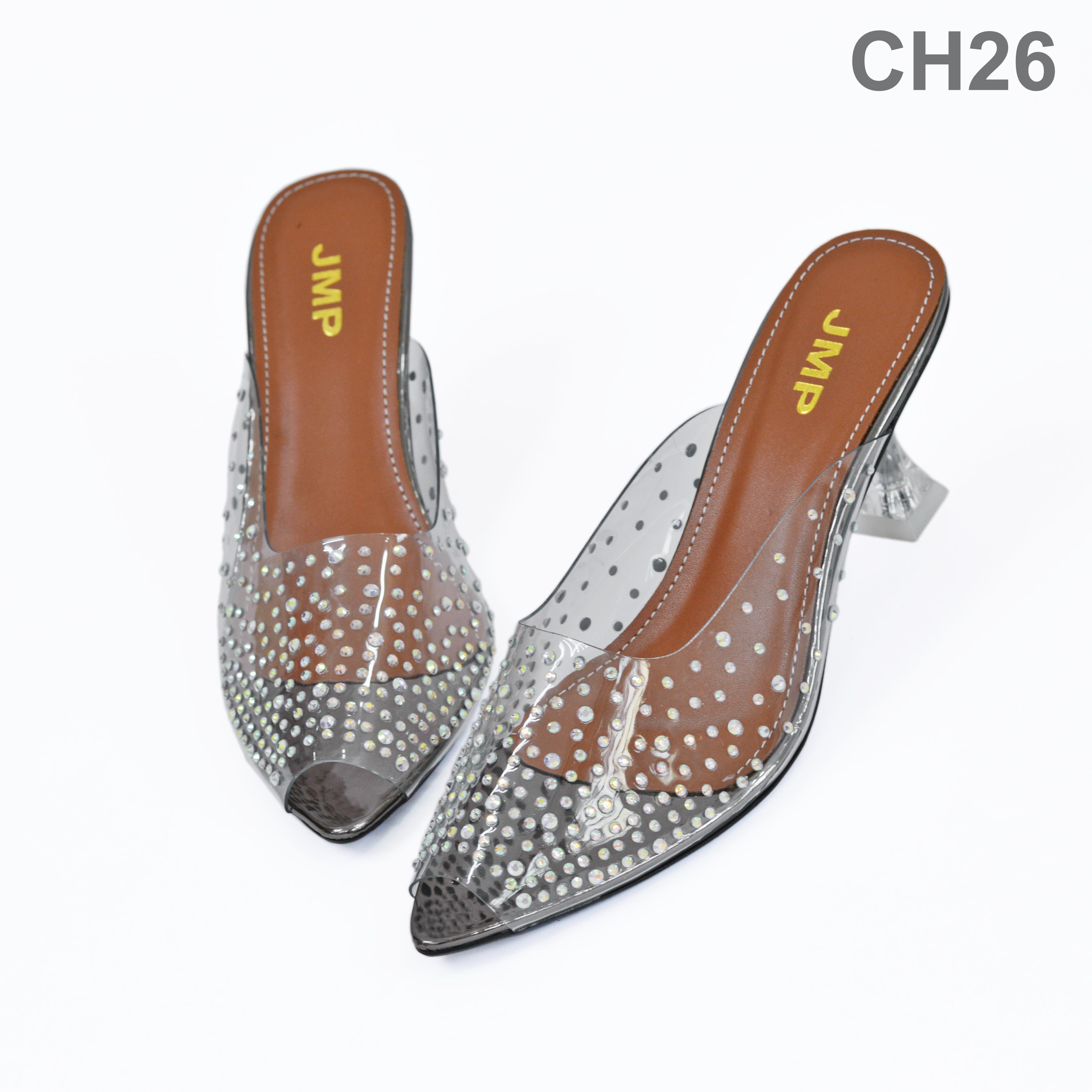 JMP - Giày cao gót quai trong đính hạt thời trang nữ cao 7CM - CH26