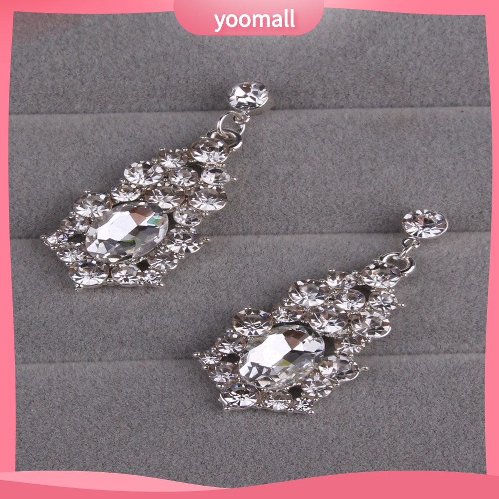 Bộ Vòng cổ + Bông Tai Đính Đá Sáng Bóng Cho Cô Dâu