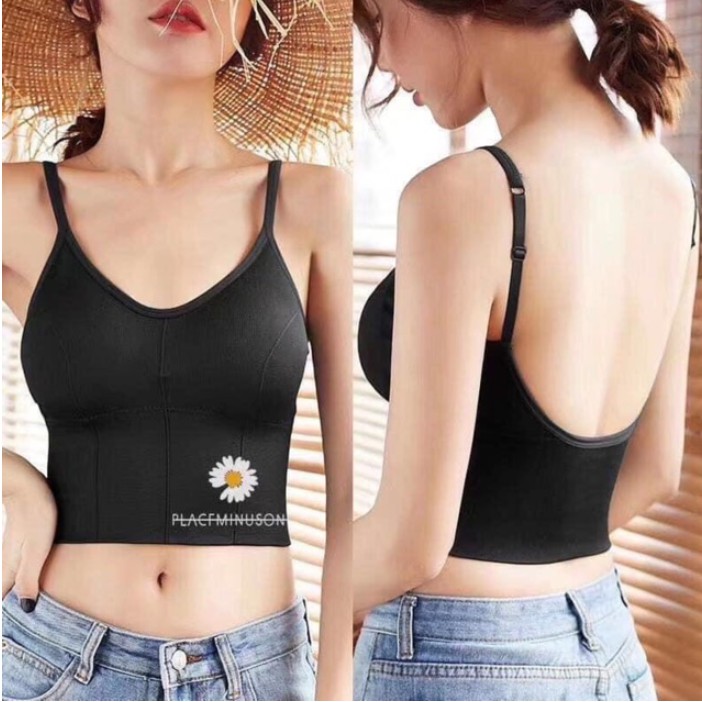 Bra thể thao nữ họa tiết hoa cúc dây nhỏ hở lưng sexy, Áo croptop thể thao đệm mỏng kiểu hàn quốc FSHOPP5