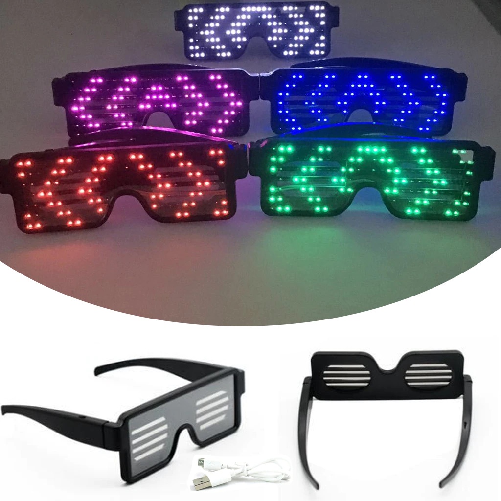 Mắt Kính Led Phát Sáng Có Đèn 3d Đi Bar Bay Nhảy Phòng Nữ Nhiều Màu Điều Chỉnh Thông Minh Cực Ngầu Giá Rẻ Hình Chữ Nhật