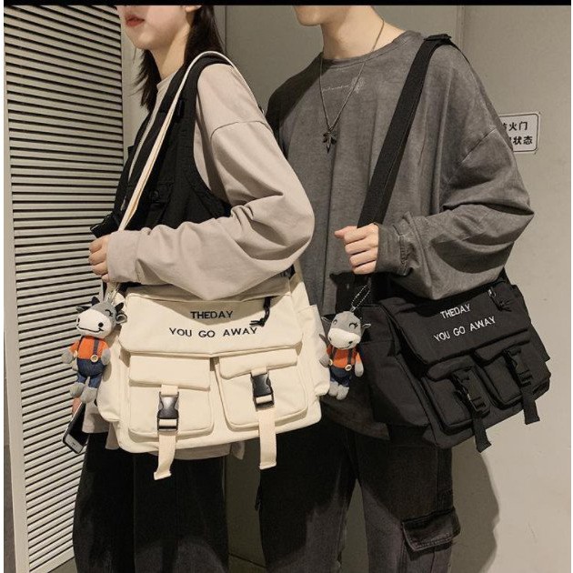 Túi Tote túi vải đeo chéo Canvas cỡ lớn đựng được nhiều đồ đi học đi chơi phong cách Ulzzang Unisex nam nữ