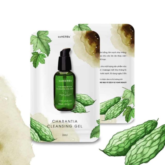 MẪU THỬ SỮA RỬA MẶT KHỔ QUA CHARANTIA CLEANSINH GEL SOHERBS  (3ml)