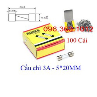 Hộp 100 Cầu chì ống 3A 5x20mm Cầu chì thủy tinh